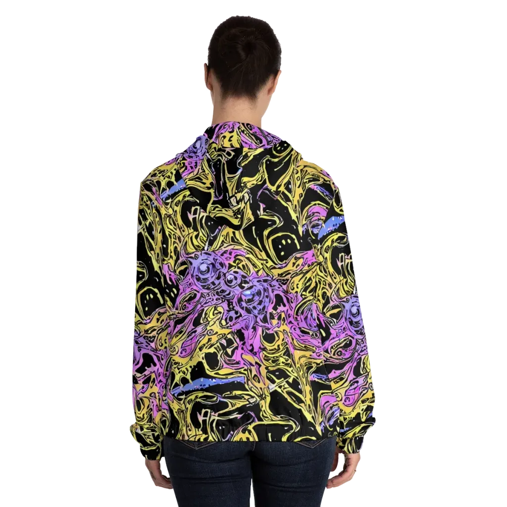 Black Orchid Riot on Women's Full-Zip Hoodie — Back On Person
