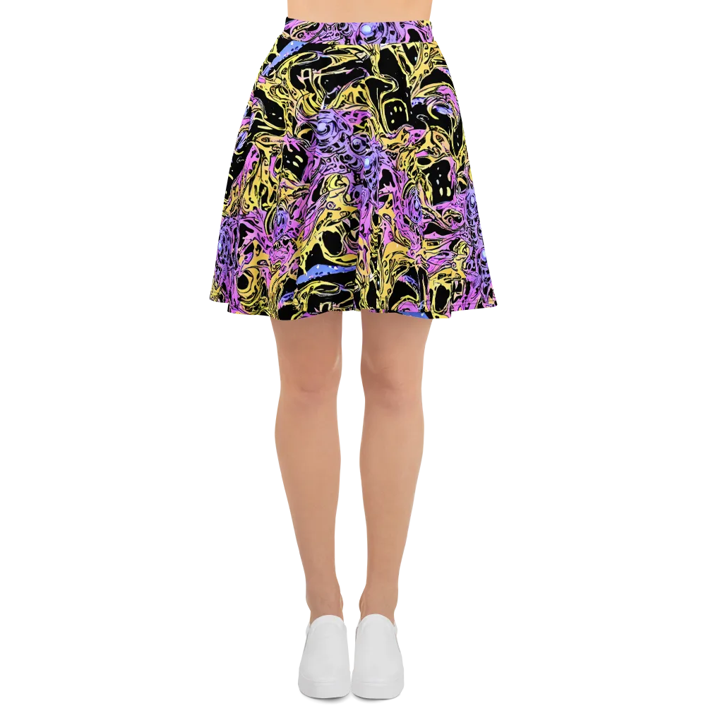 Black Orchid Riot on Skater Skirt — Front