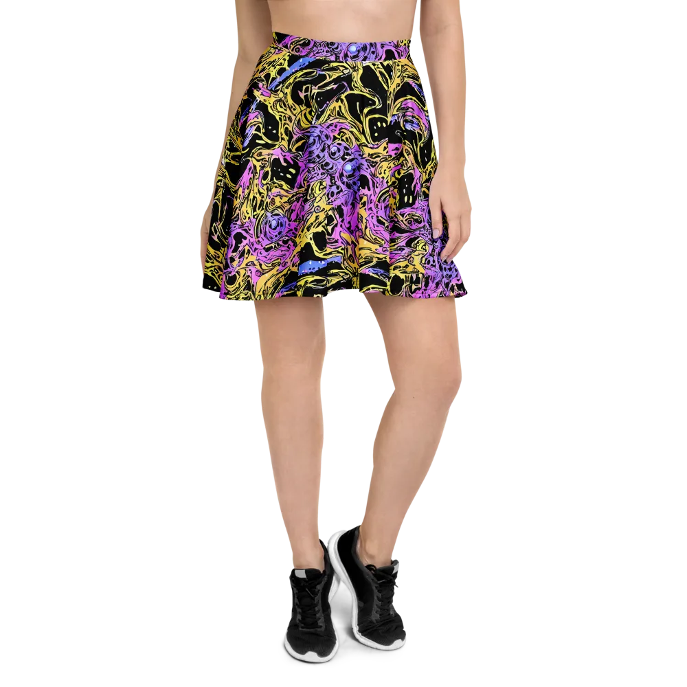 Black Orchid Riot on Skater Skirt — Front
