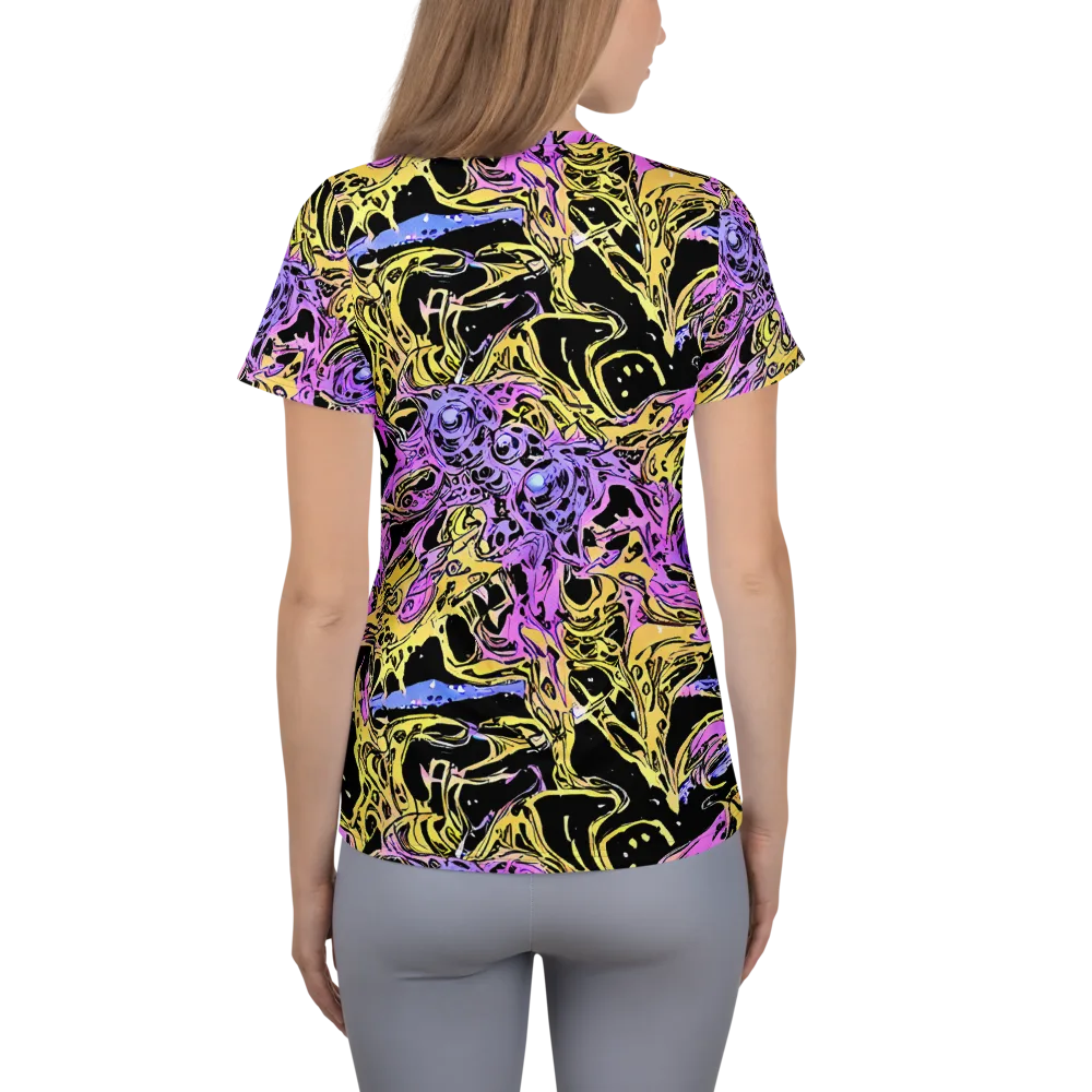 Black Orchid Riot on Women's Athletic T-Shirt — Back