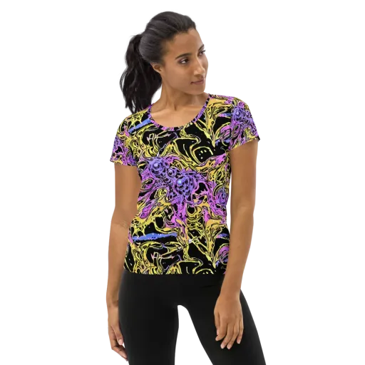 Black Orchid Riot on a Women's Athletic T-Shirt