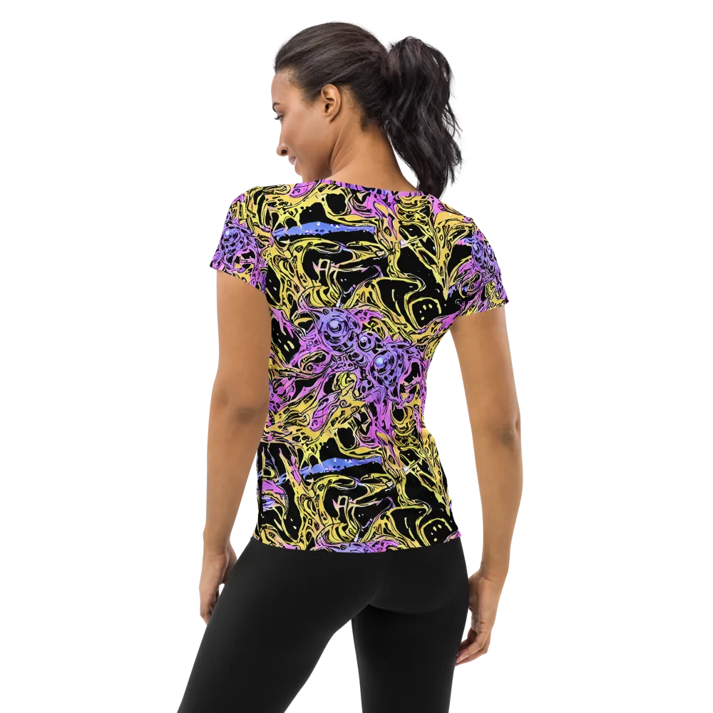 Black Orchid Riot on Women's Athletic T-Shirt — Back