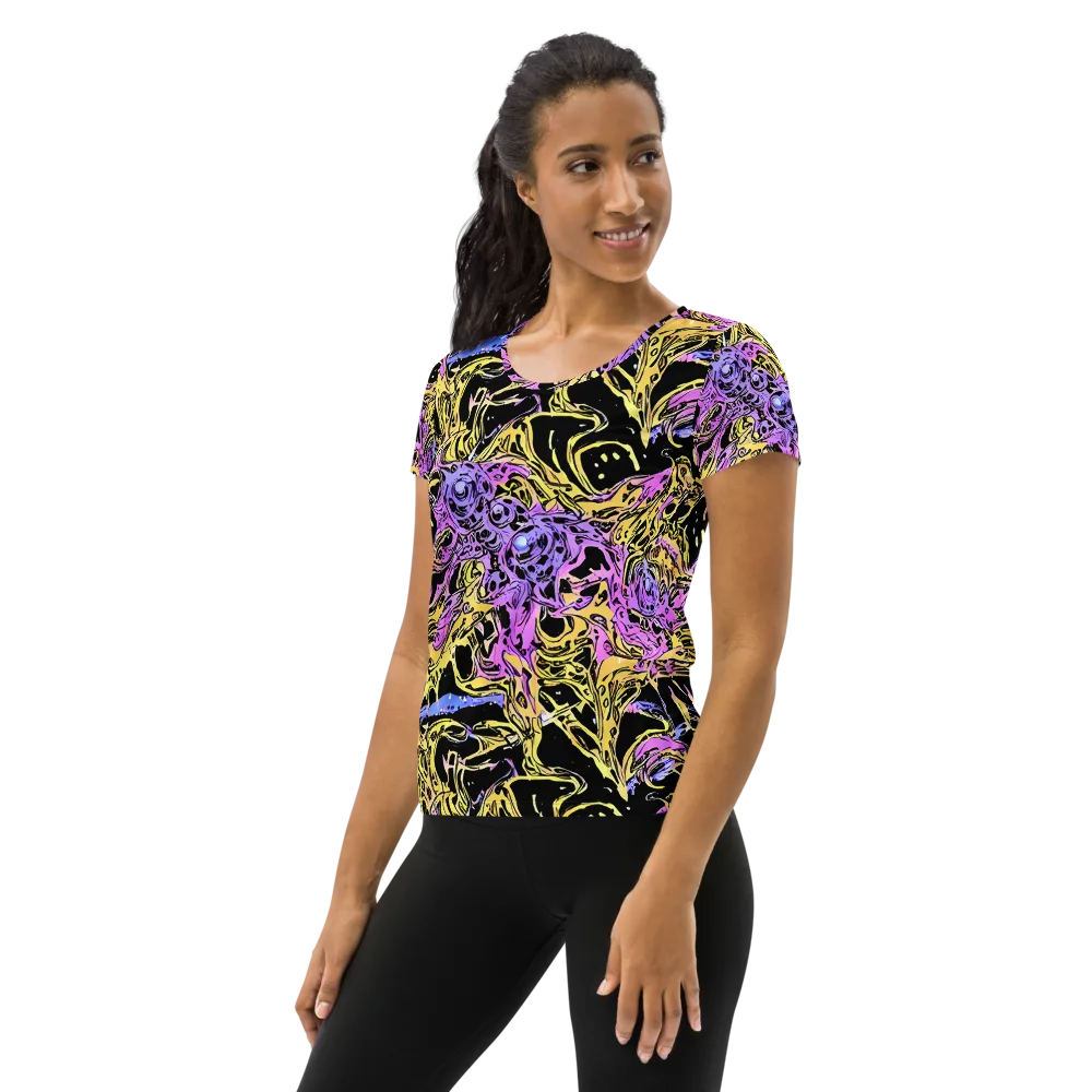 Black Orchid Riot on Women's Athletic T-Shirt — Left