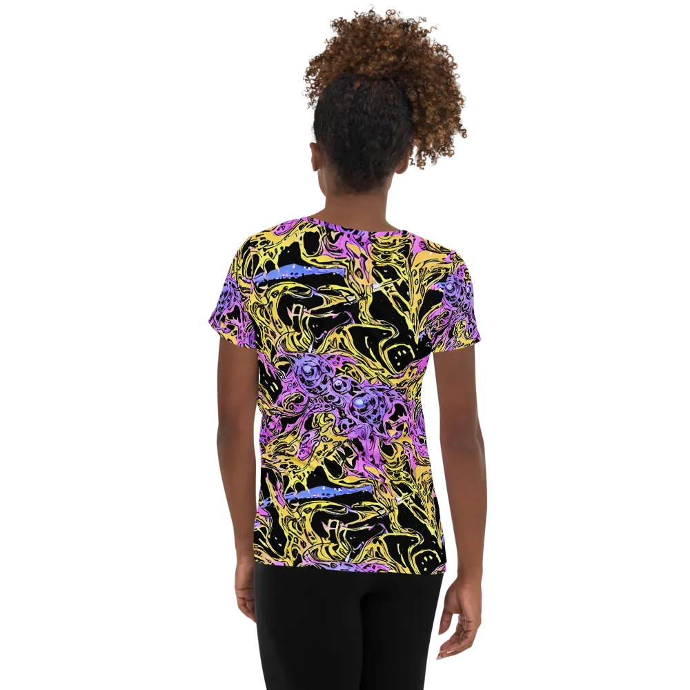 Black Orchid Riot on Women's Athletic T-Shirt — Back