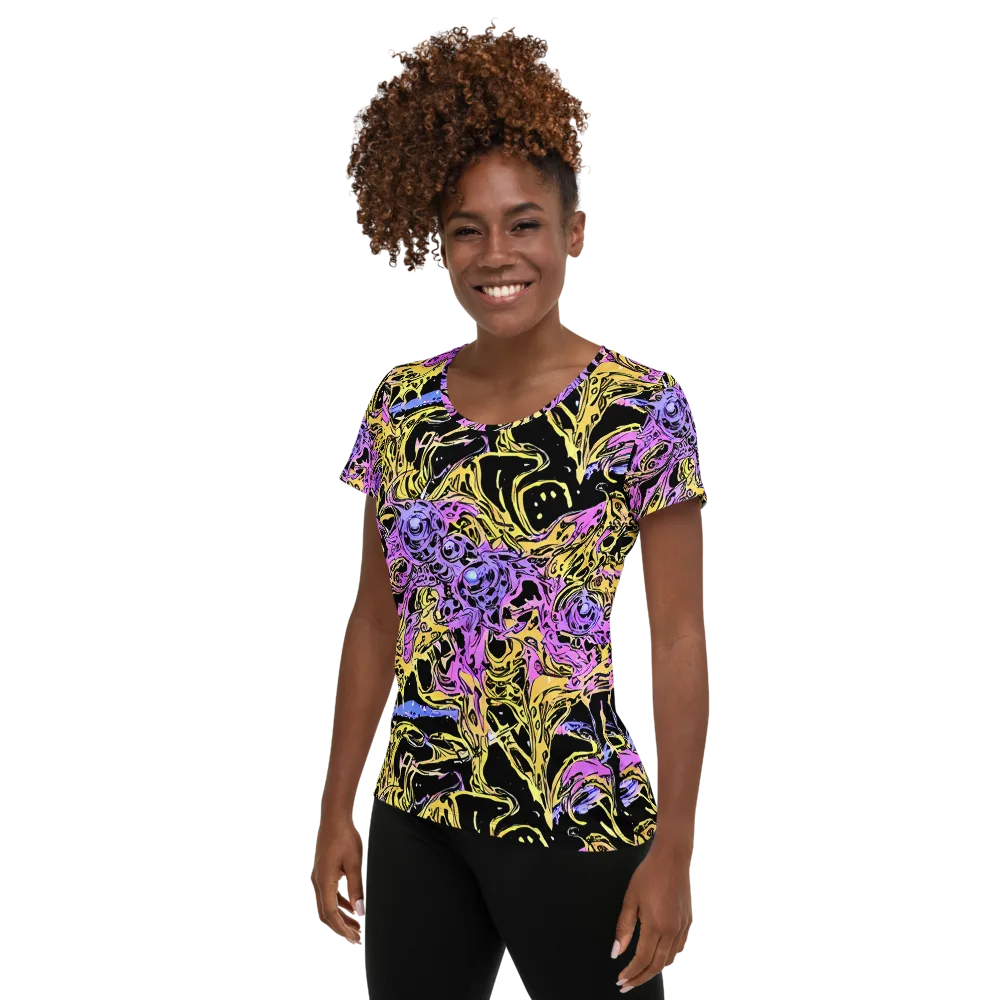 Black Orchid Riot on Women's Athletic T-Shirt — Left