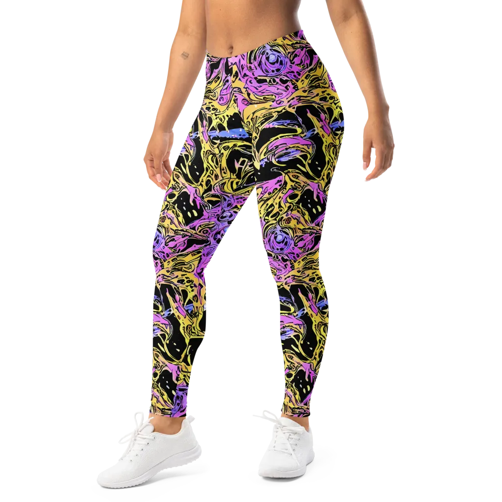 Black Orchid Riot on Leggings — Left Front