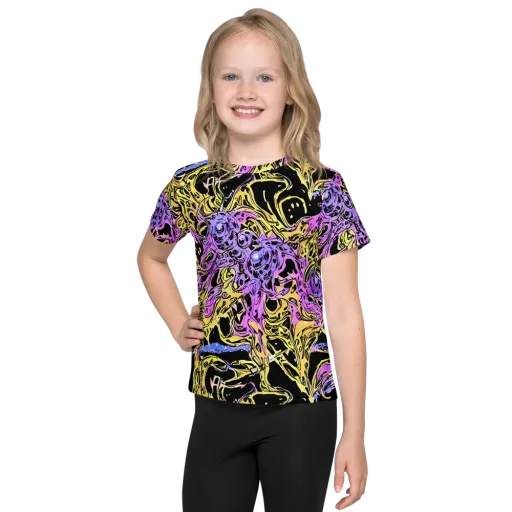 Black Orchid Riot on a Kids Crew Neck T-Shirt