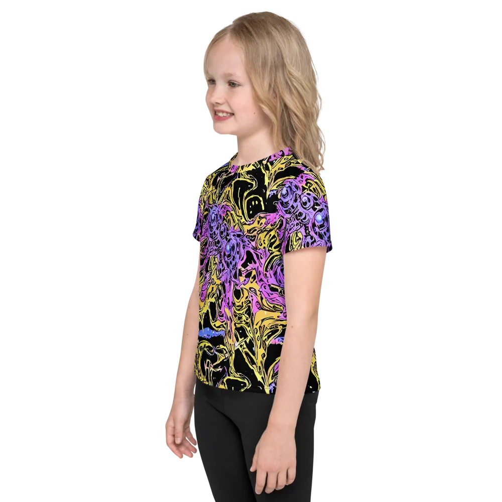 Black Orchid Riot on Kids Crew Neck T-Shirt — Left