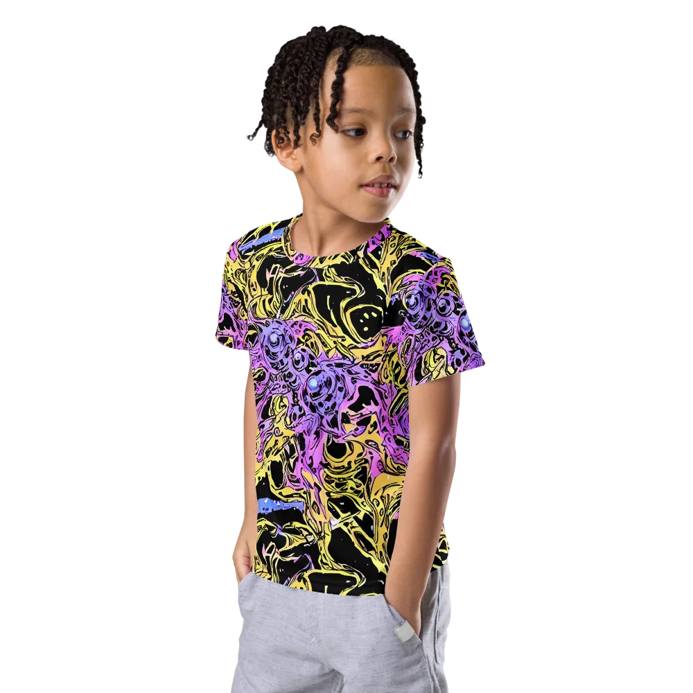 Black Orchid Riot on Kids Crew Neck T-Shirt — Left Front