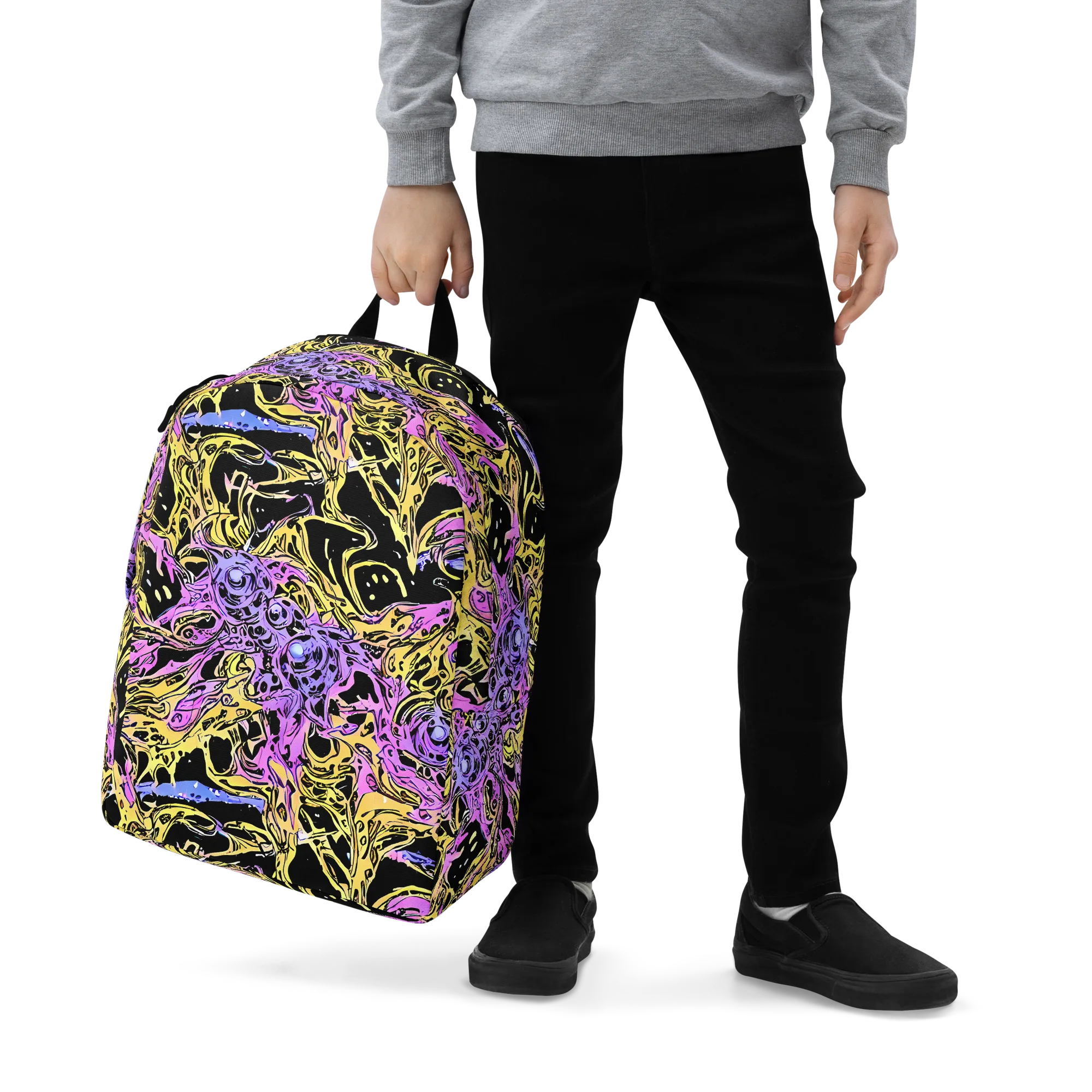 Black Orchid Riot on Minimalist Backpack — Zoomed-in