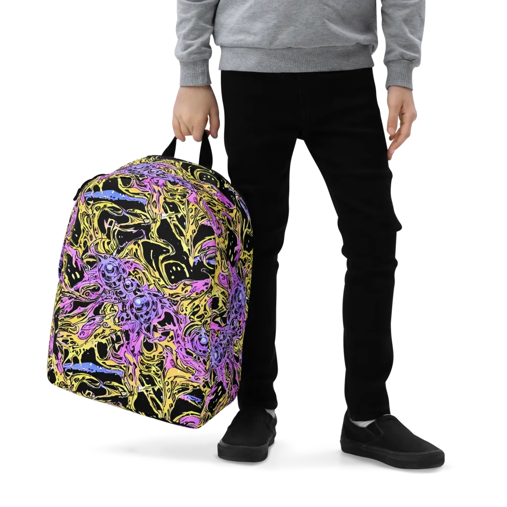 Black Orchid Riot on Minimalist Backpack — Zoomed-in