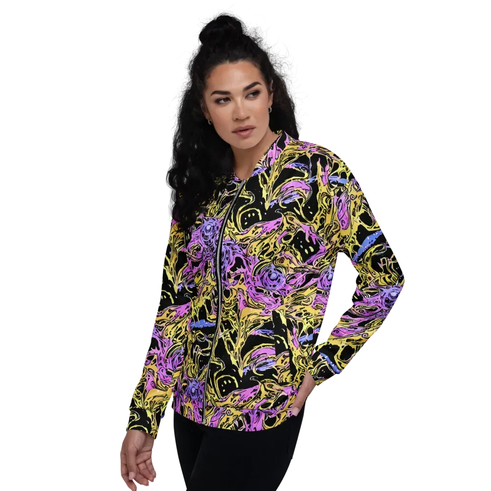 Black Orchid Riot on Bomber Jacket — Left