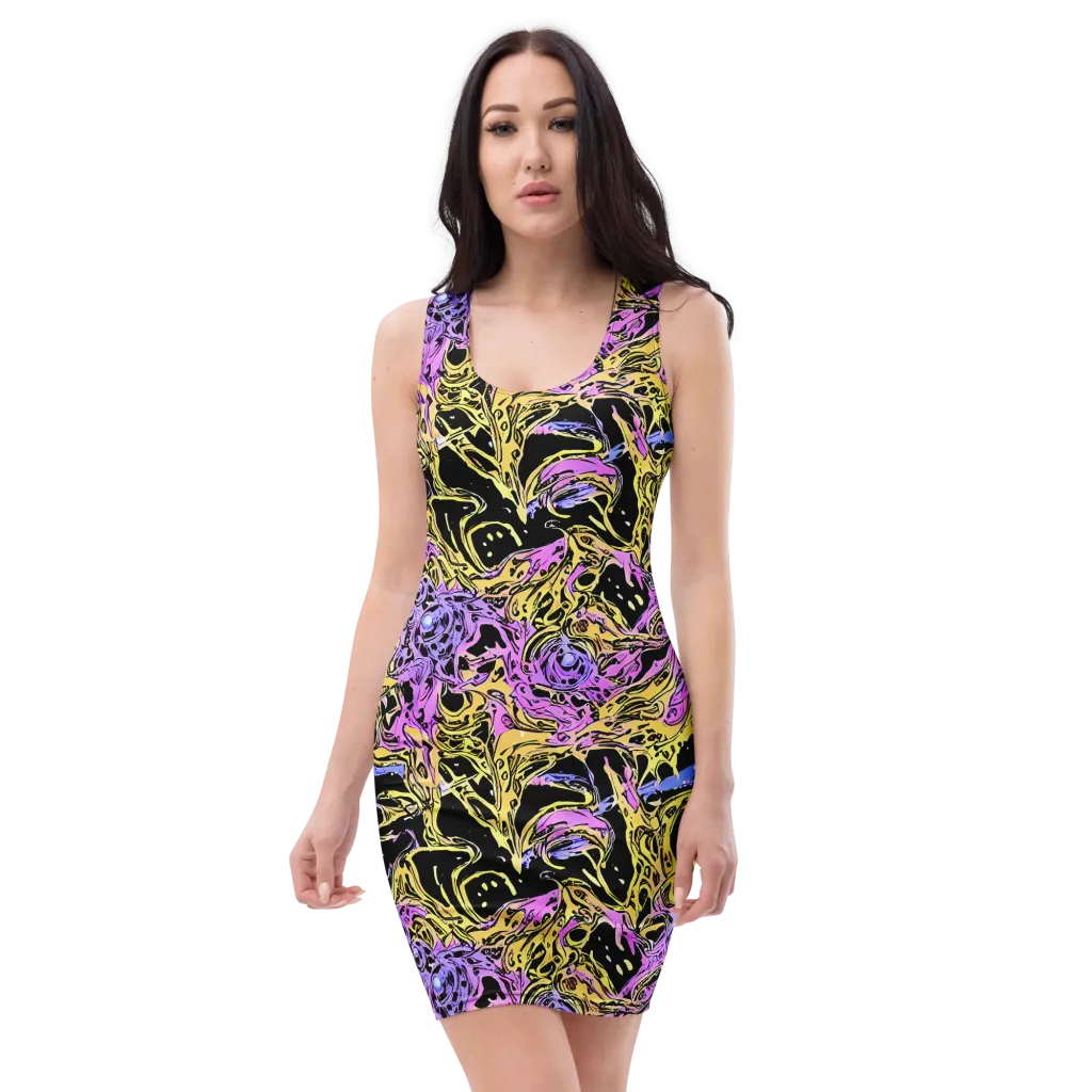 Black Orchid Riot on Bodycon Dress — Front
