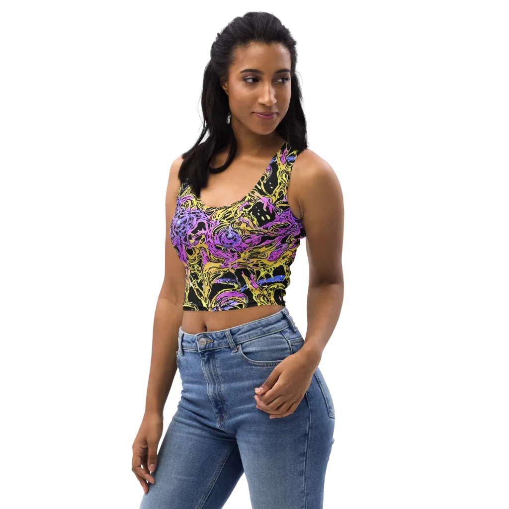 Black Orchid Riot on Crop Top — Left Front