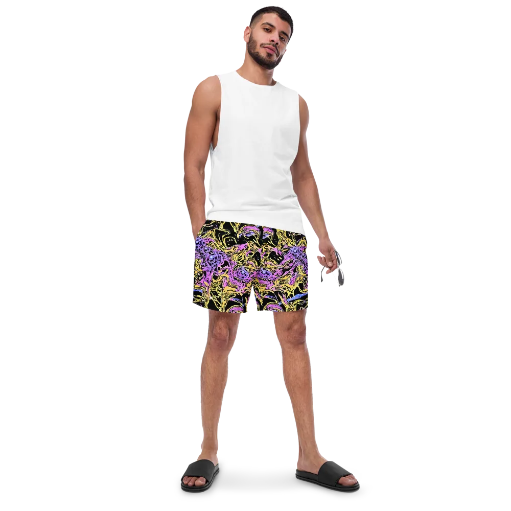 Black Orchid Riot on Swim Trunks — Front