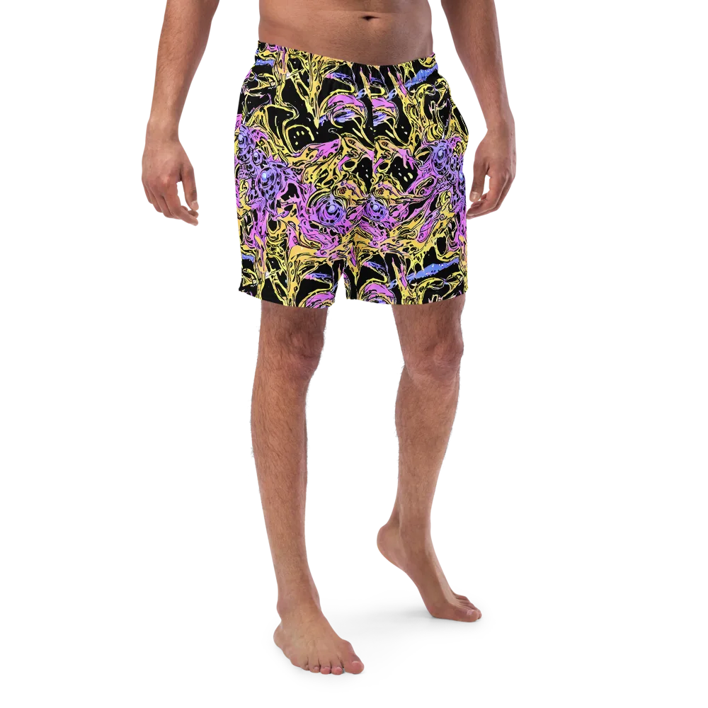 Black Orchid Riot on Swim Trunks — Front