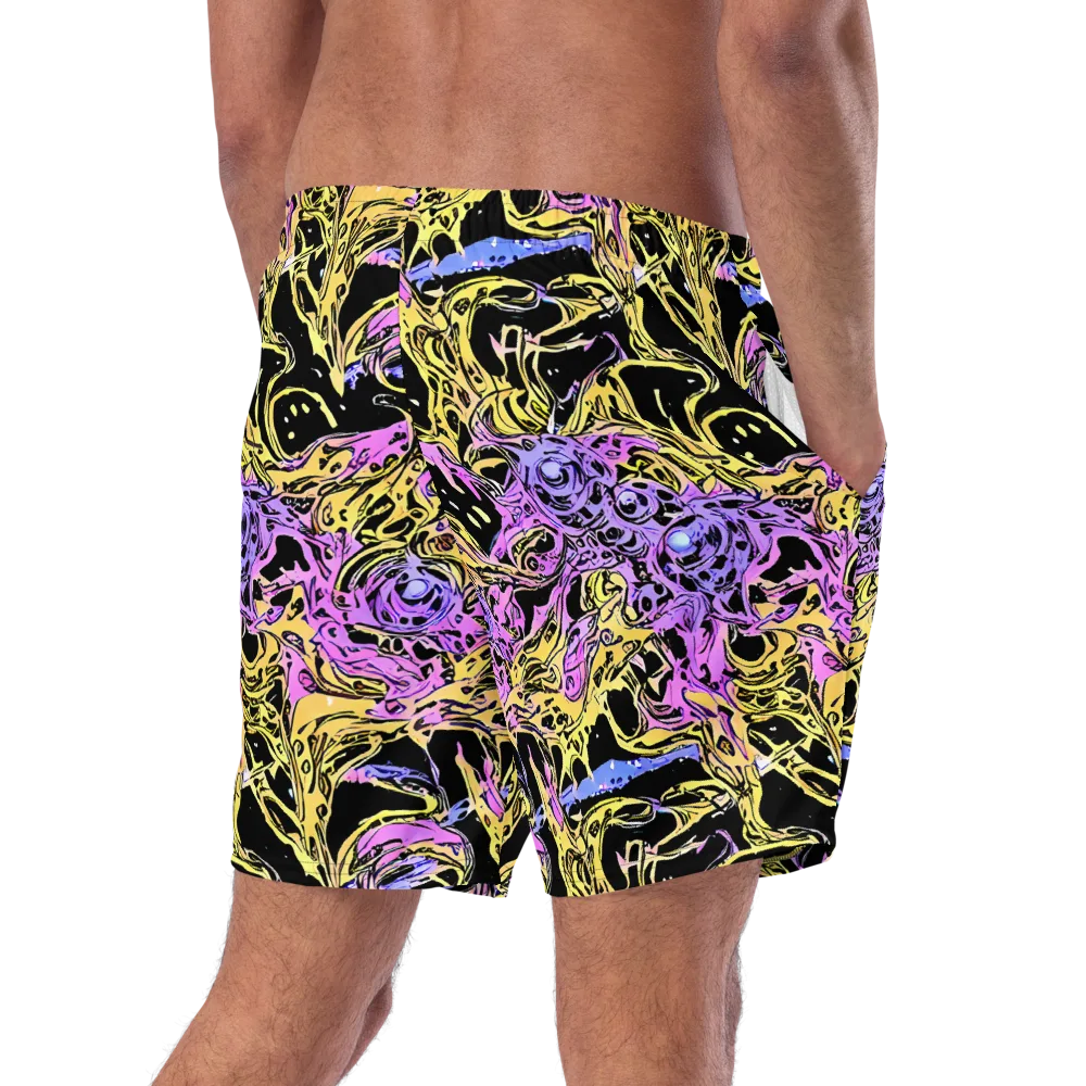 Black Orchid Riot on Swim Trunks — Right Back