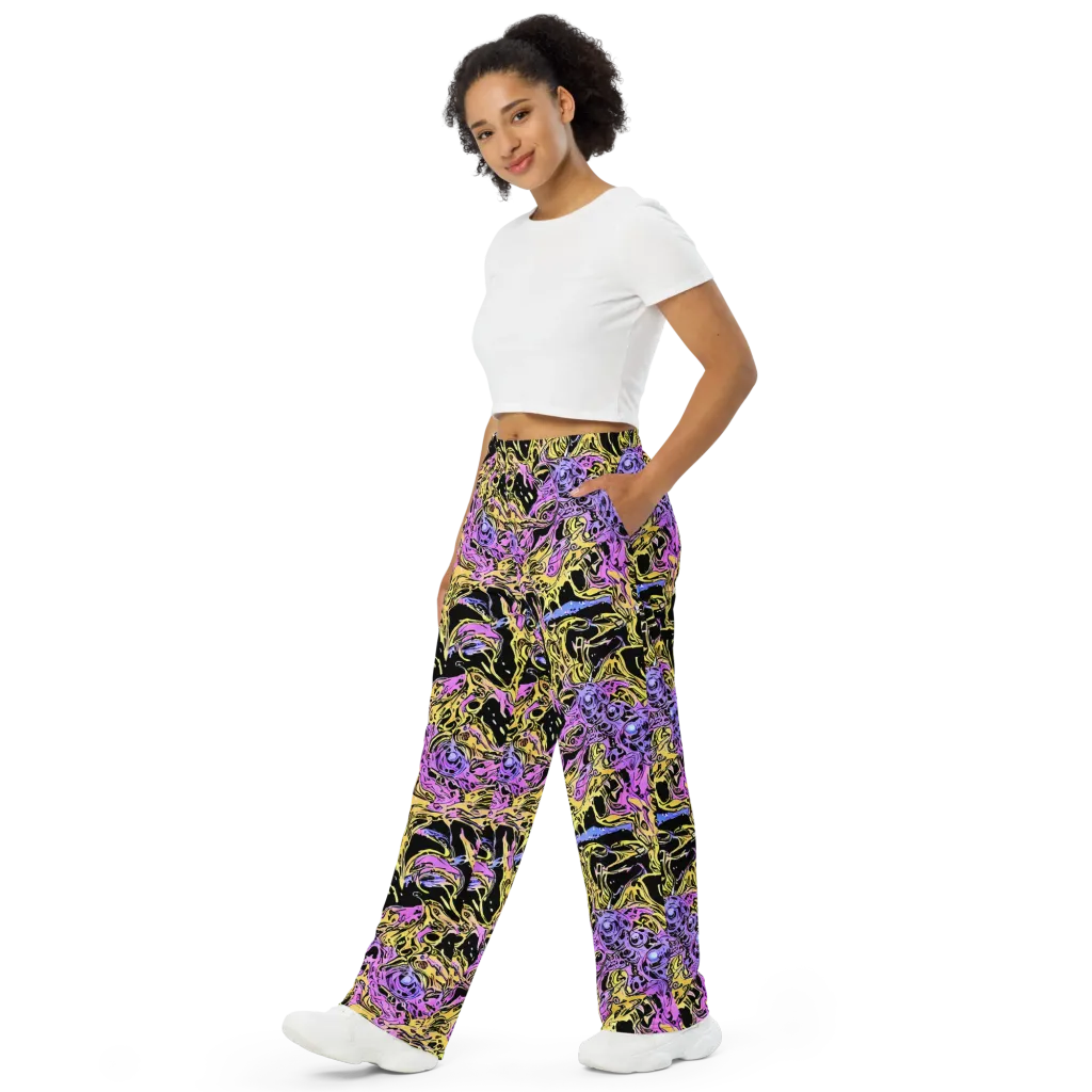 Black Orchid Riot on Wide-Leg Pants — Left Front