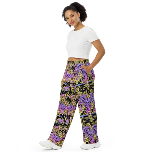 Black Orchid Riot on a Wide-Leg Pants