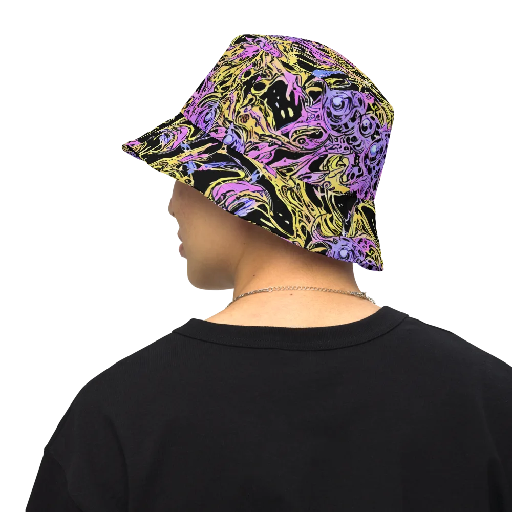 Black Orchid Riot on Reversible Bucket Hat — Back Inside