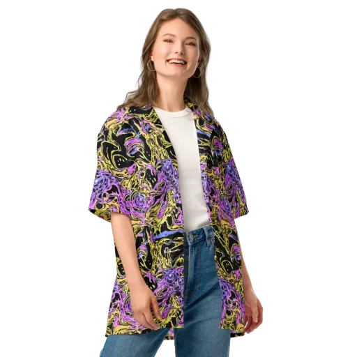 Black Orchid Riot on a Button Shirt