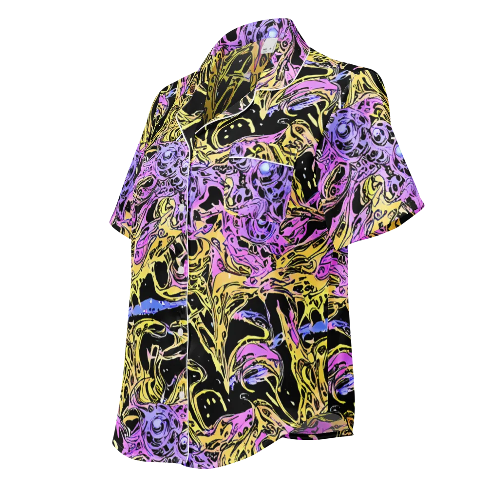 Black Orchid Riot on Women's Short Sleeve Pajama Top — Left Front