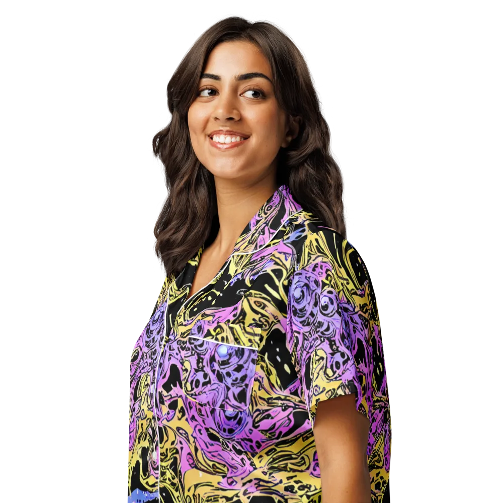 Black Orchid Riot on Women's Short Sleeve Pajama Top — Left Front