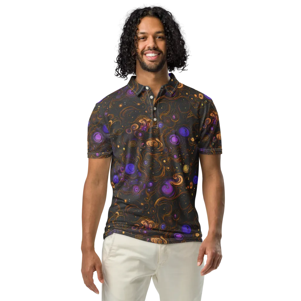 Gilded Gravity on Men's Slim Fit Polo Shirt — Front