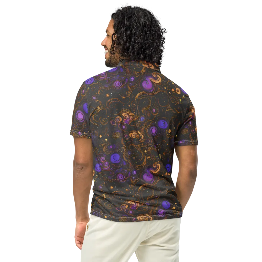 Gilded Gravity on Men's Slim Fit Polo Shirt — Back