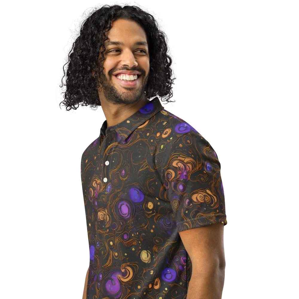Gilded Gravity on Men's Slim Fit Polo Shirt — Left Front