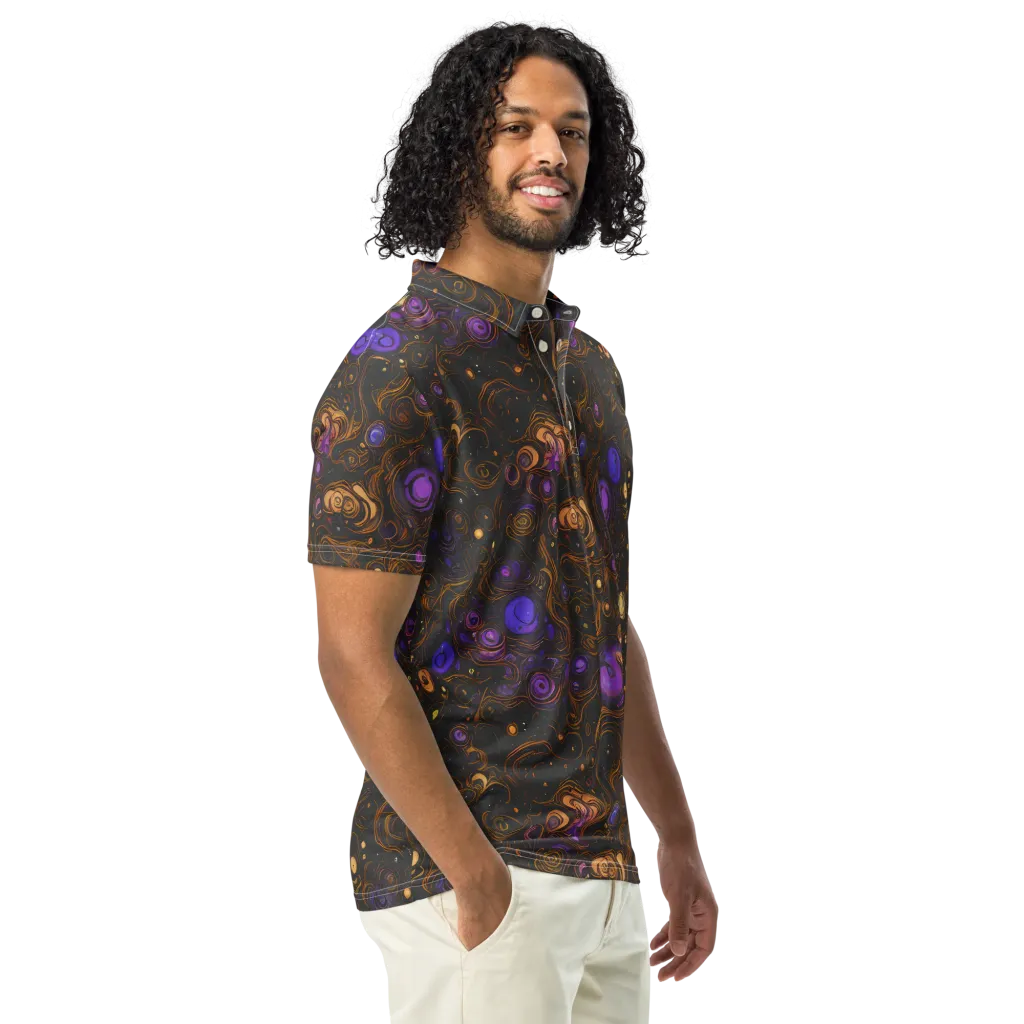 Gilded Gravity on Men's Slim Fit Polo Shirt — Right Front