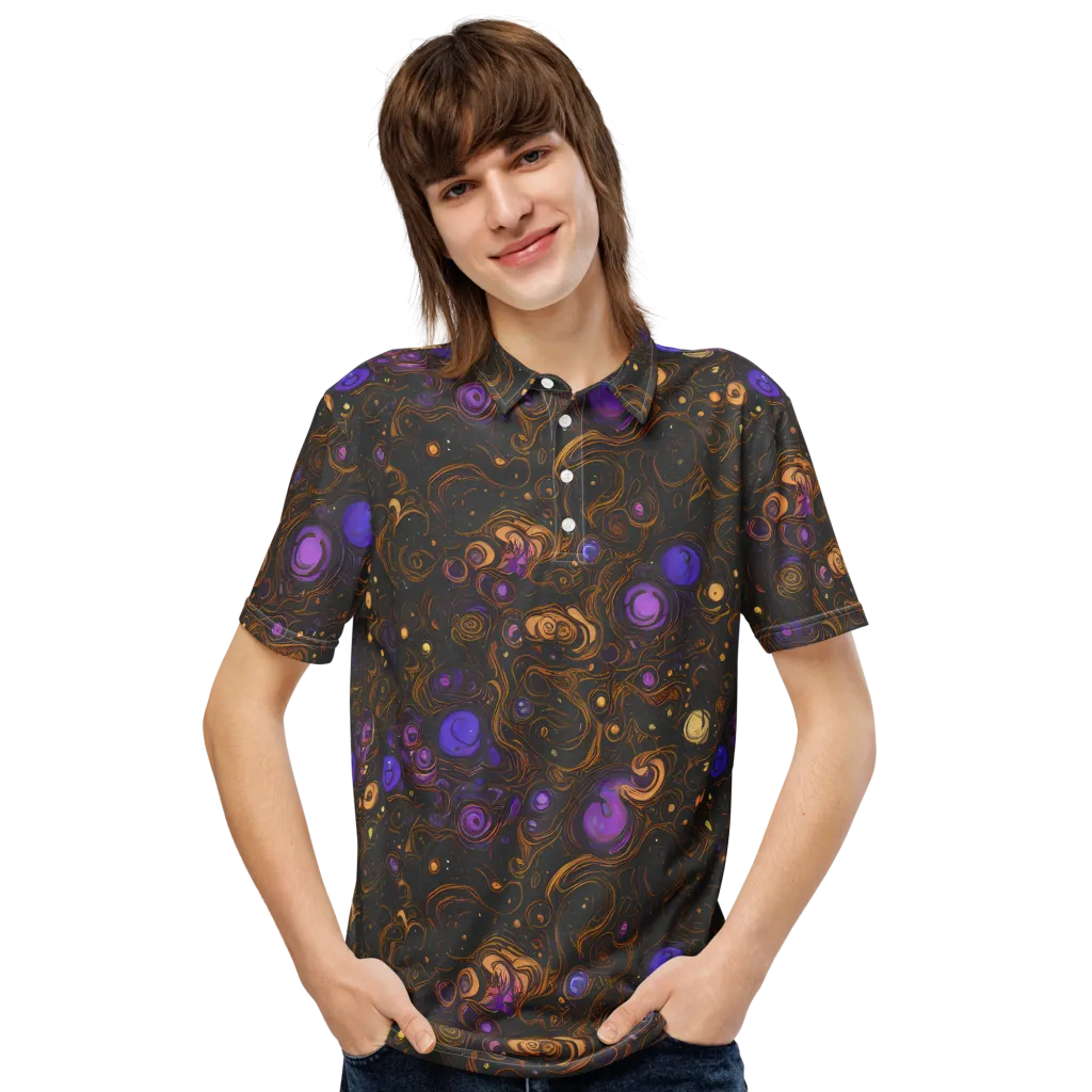 Gilded Gravity on Men's Slim Fit Polo Shirt — Front