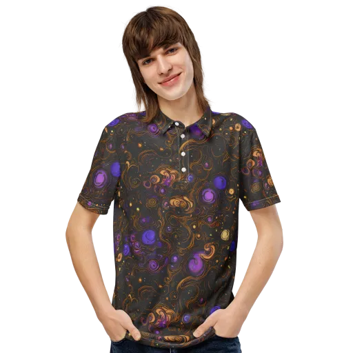 Gilded Gravity on a Men's Slim Fit Polo Shirt