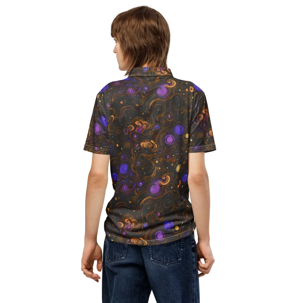Gilded Gravity on Men's Slim Fit Polo Shirt — Back