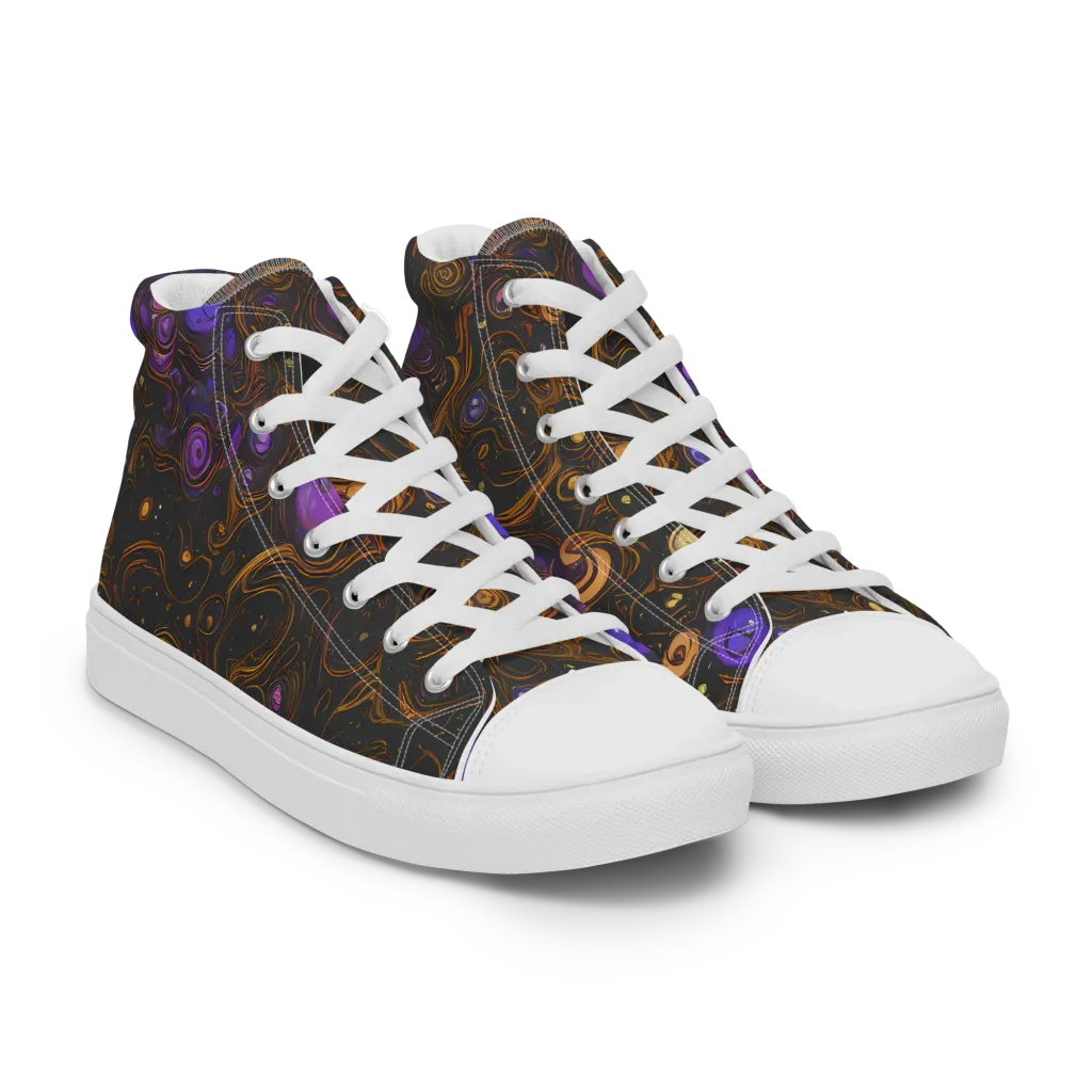Gilded Gravity on Men's High Top Canvas Shoes — Right Front