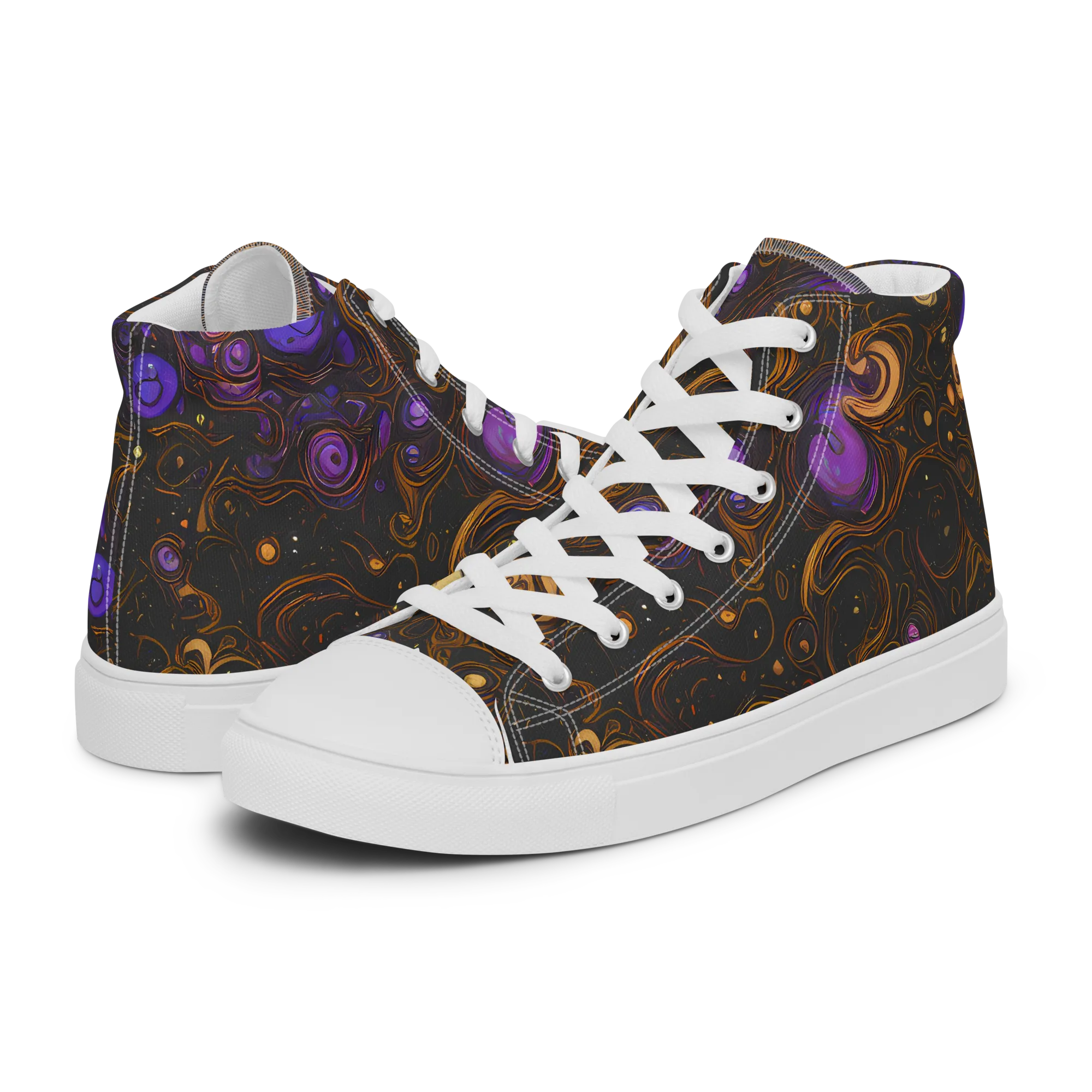 Gilded Gravity on Men's High Top Canvas Shoes — Left