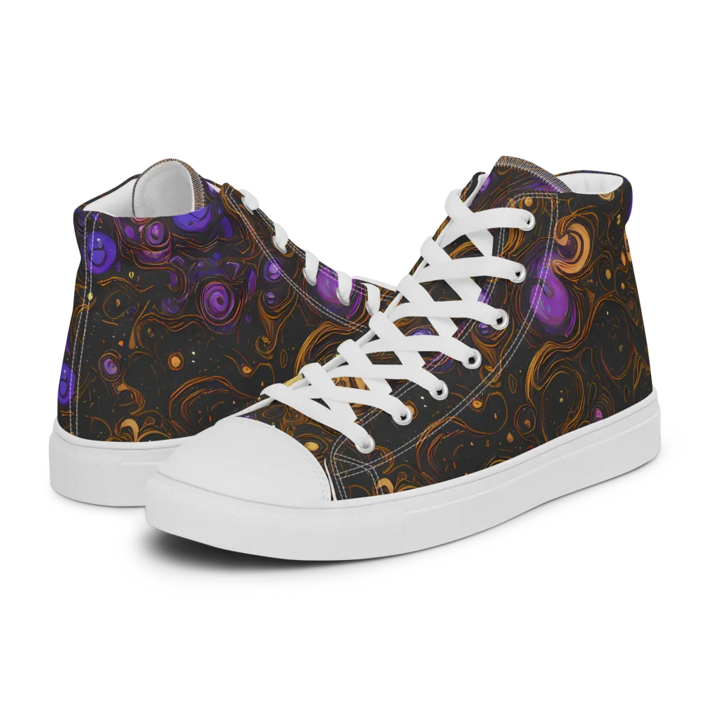 Gilded Gravity on Men's High Top Canvas Shoes — Left