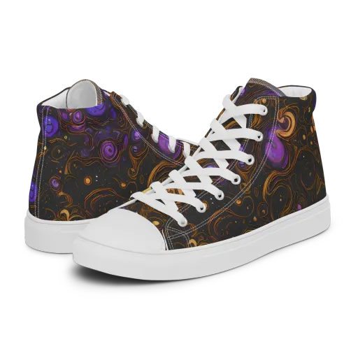 Gilded Gravity on a Men's High Top Canvas Shoes