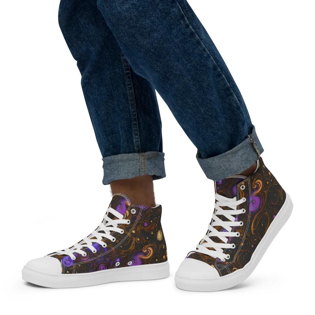 Gilded Gravity on Men's High Top Canvas Shoes — Left
