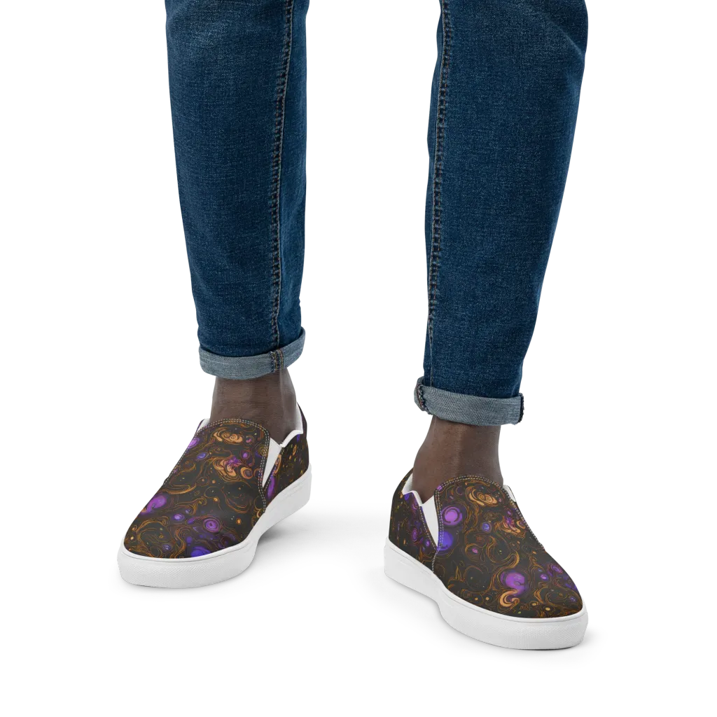 Gilded Gravity on Men's Slip-On Canvas Shoes — Front