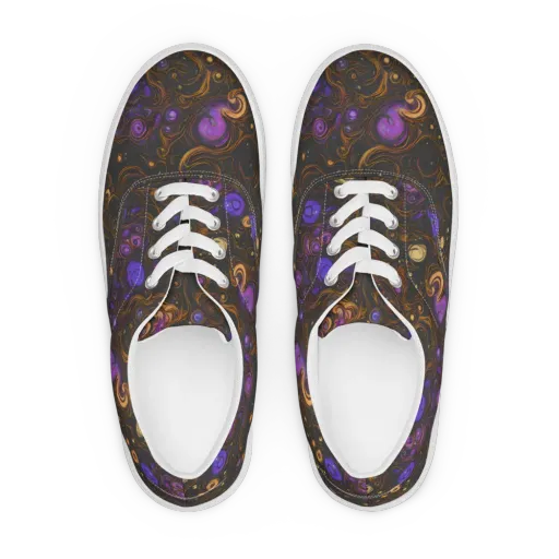 Gilded Gravity on a Men's Lace-Up Canvas Shoes