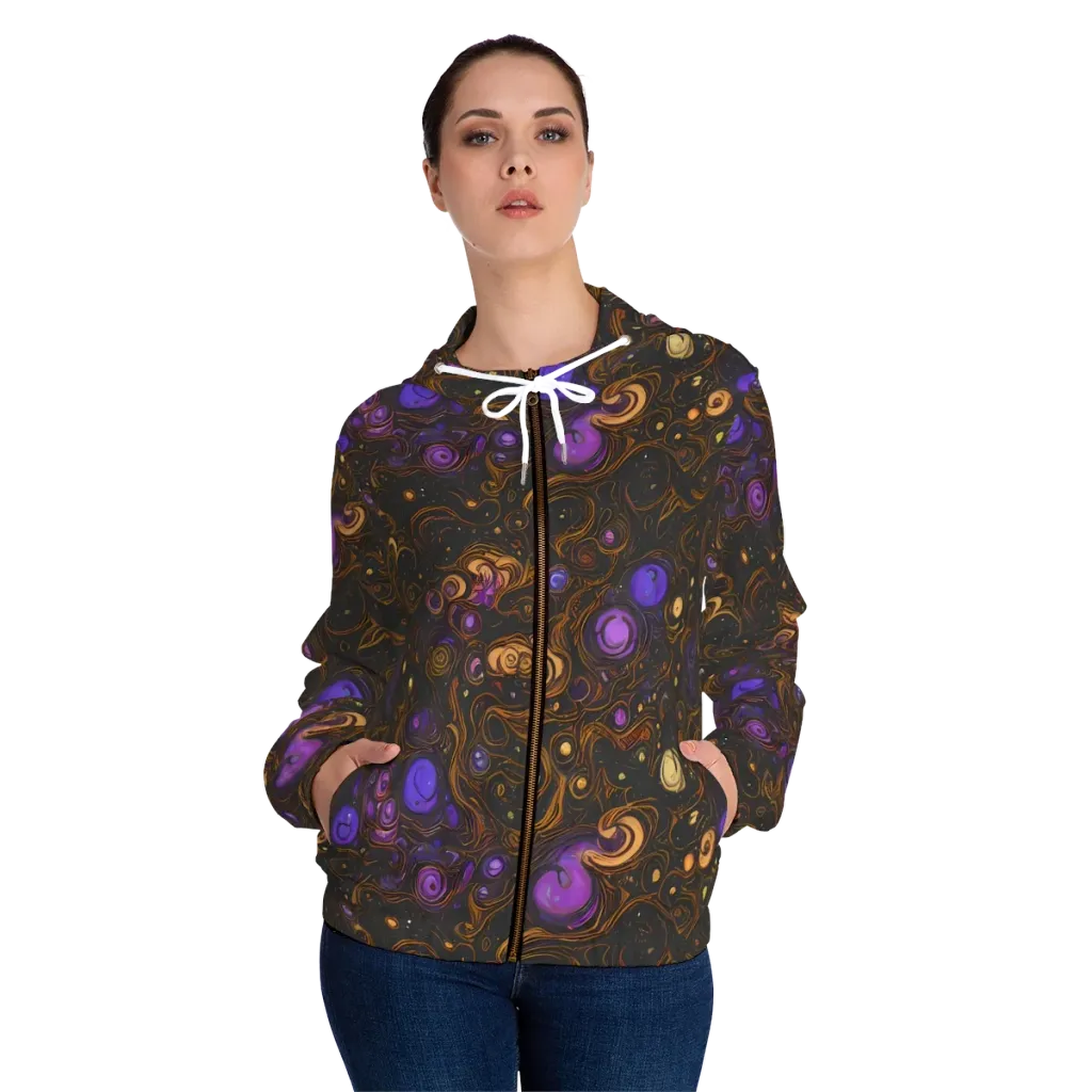 Gilded Gravity on Women's Full-Zip Hoodie — Front On Person