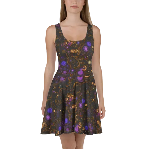 Gilded Gravity on a Skater Dress
