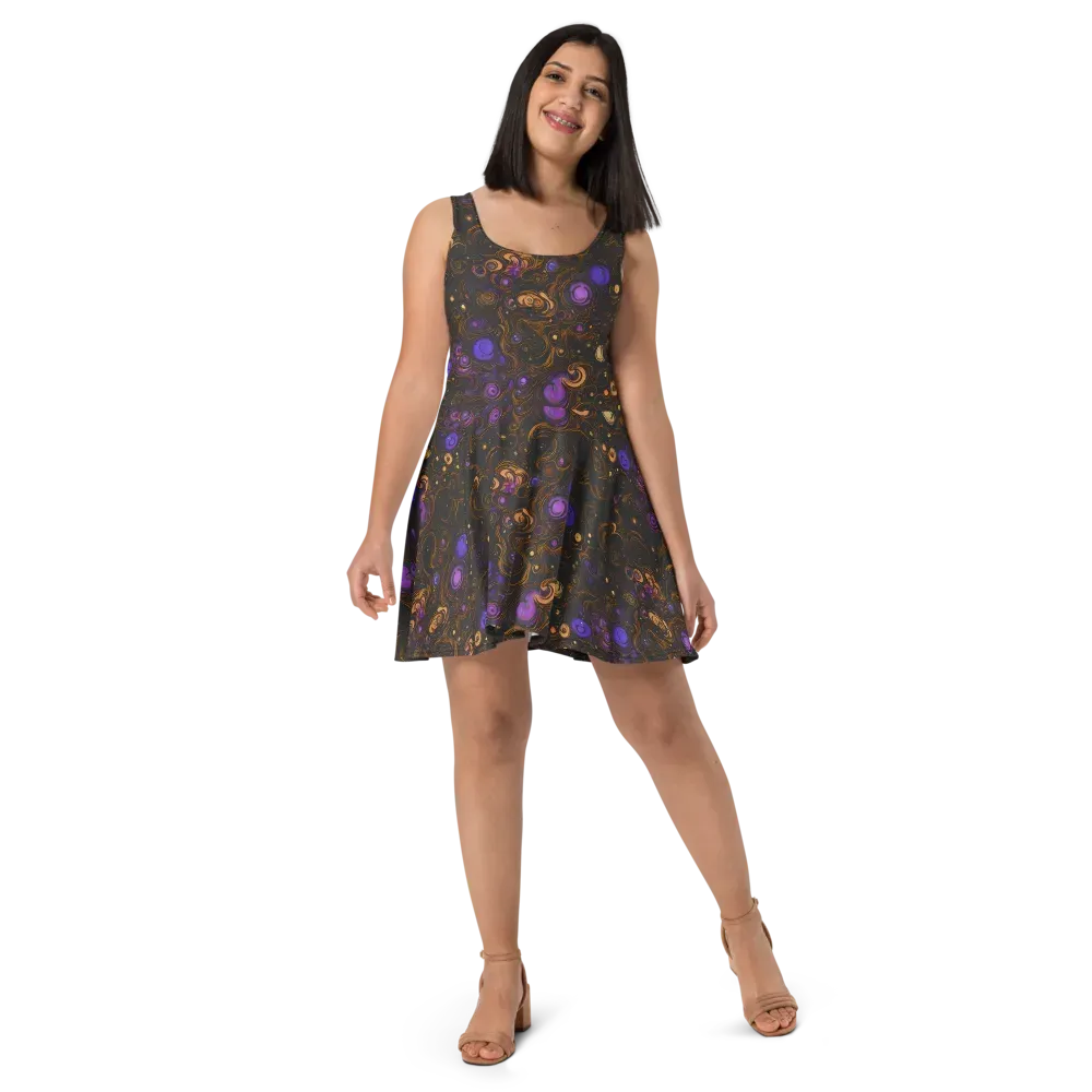 Gilded Gravity on Skater Dress — Front