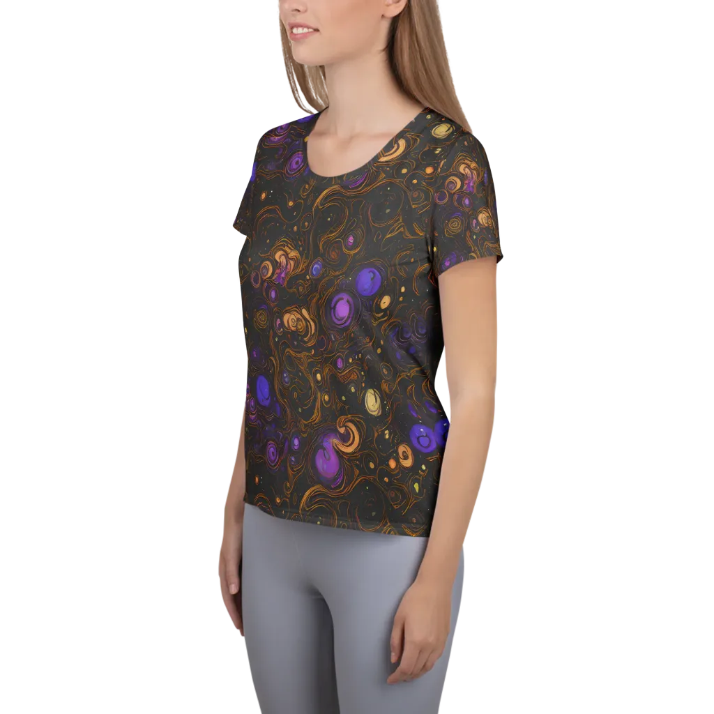 Gilded Gravity on Women's Athletic T-Shirt — Left