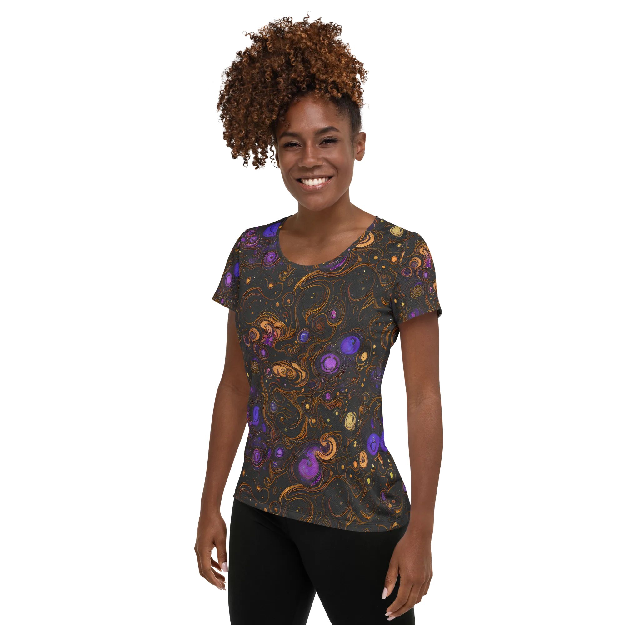 Gilded Gravity on Women's Athletic T-Shirt — Left