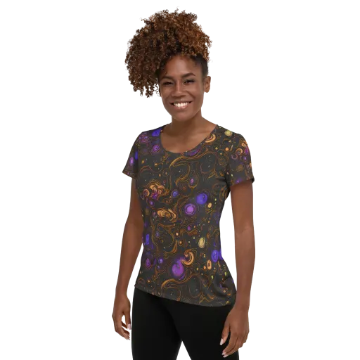 Gilded Gravity on a Women's Athletic T-Shirt