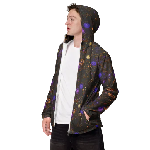 Gilded Gravity on a Men's Windbreaker