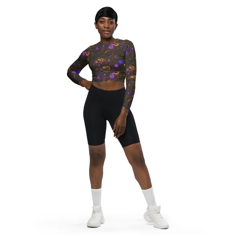 Gilded Gravity on Long Sleeve Crop Top — Front
