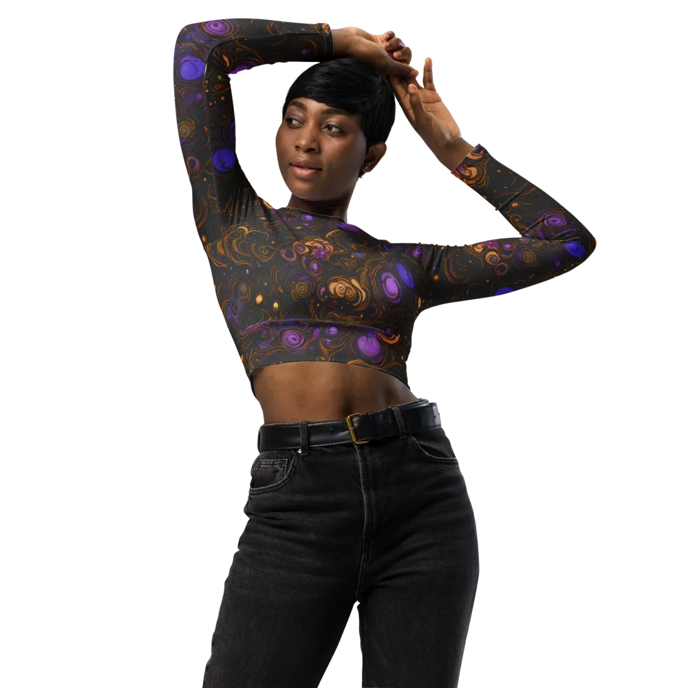 Gilded Gravity on Long Sleeve Crop Top — Front